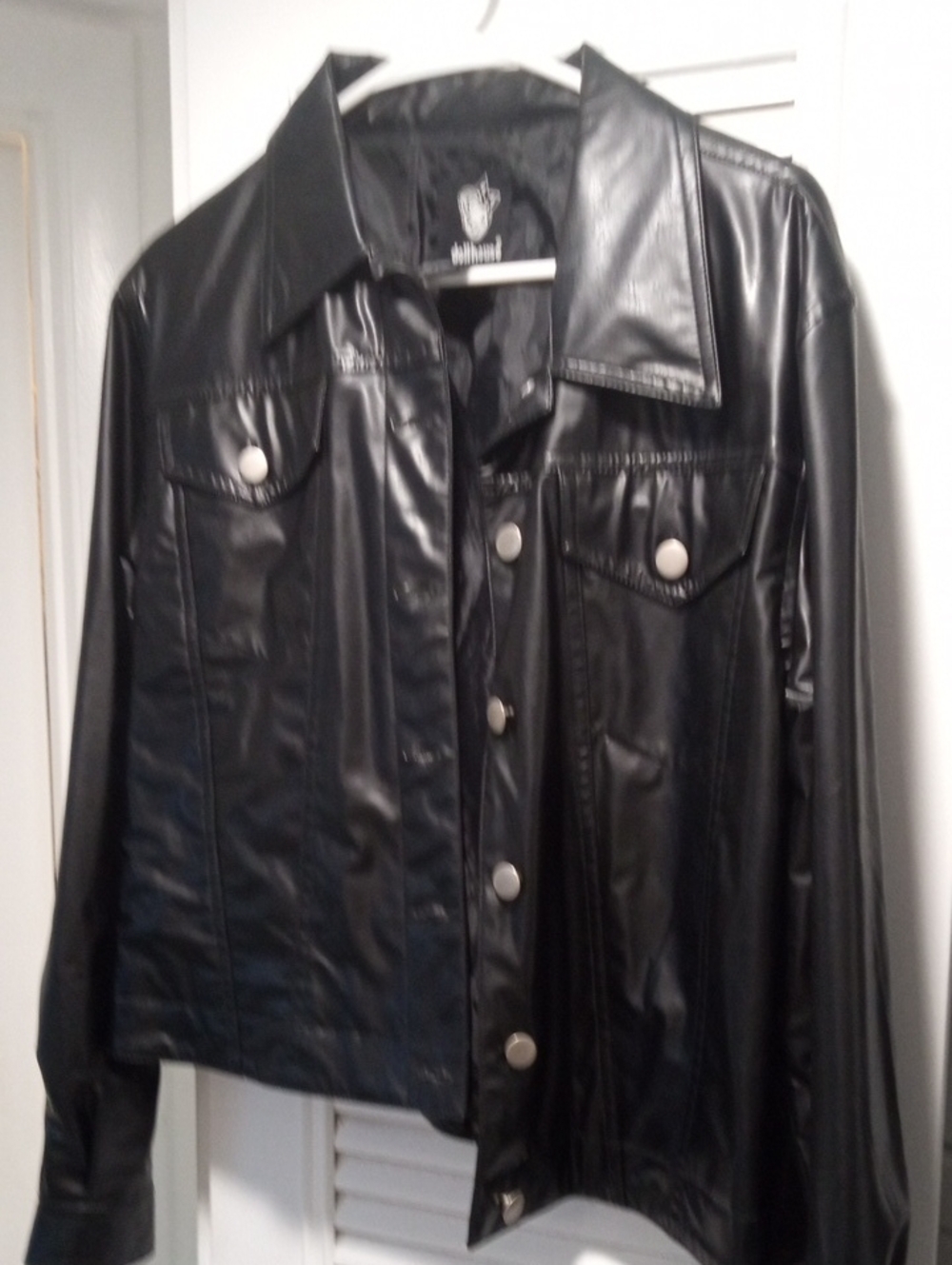 Dollhouse Black Faux Leather Jacket with Logo Lining